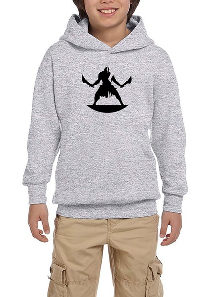 God Of War Kratos 2 Gri Çocuk Kapşonlu Sweatshirt