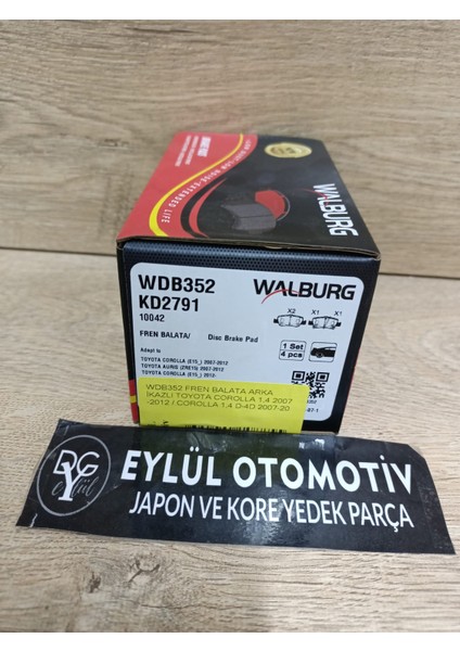 WDB352 04466-02180 04466-52070 04466-02170 Fren Balata Arka Ikazlı Toyota Corolla 1,4 2007-2012 / Corolla 1,4 D-4d 2007-20 |fren fiyatları