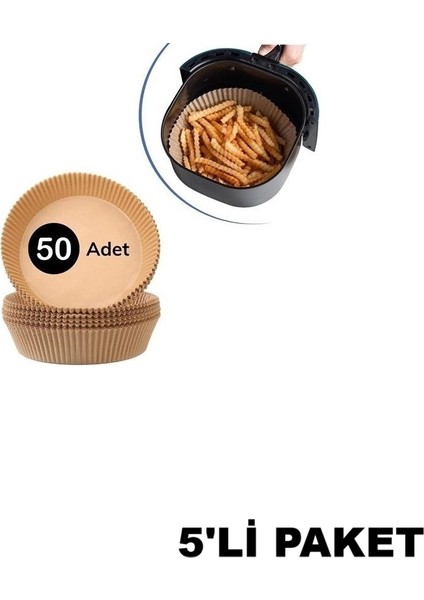 Airfryer Pişirme Kağıdı Yağlı Kağıt Yuvarlak 50 Adet -5'li Paket