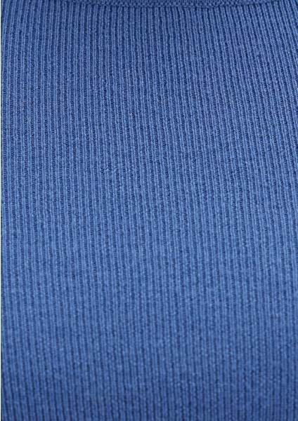 Bisiklet Yaka Mavi Crop Kazak 1710474-70738