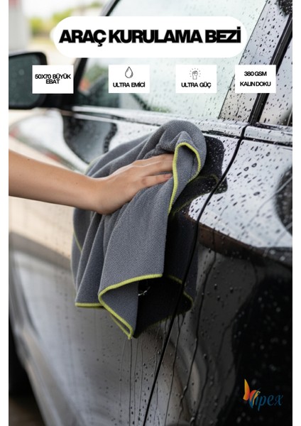 Microfiber Araç Kurulama Bezi Büyük Boy 50X70 Kalın Doku 380 Gsm- 1 Adet