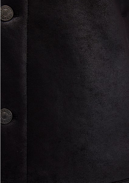 Suni Kürk Detaylı Siyah Suni Deri Ceket 0110460-71379