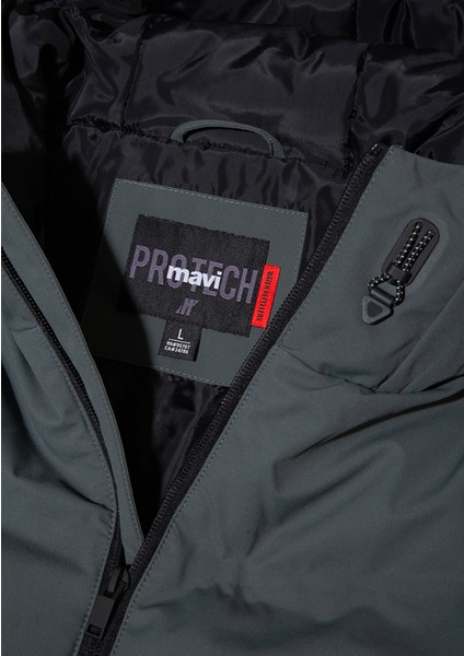 Su İtici Kapüşonlu Yeşil Şişme Mont 0110651-71598