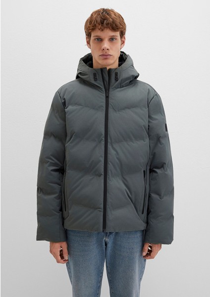 Su İtici Kapüşonlu Yeşil Şişme Mont 0110651-71598