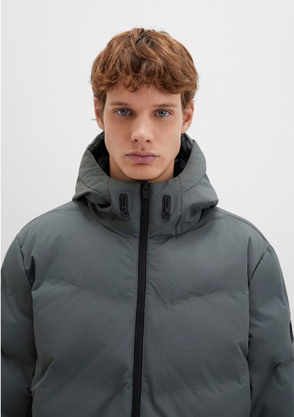 Su İtici Kapüşonlu Yeşil Şişme Mont 0110651-71598