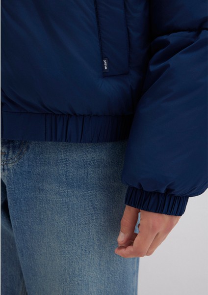 Dik Yaka Mavi Şişme Mont 0110609-89353