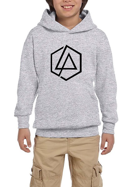 Linkin Park Symbol Gri Çocuk Kapşonlu Sweatshirt
