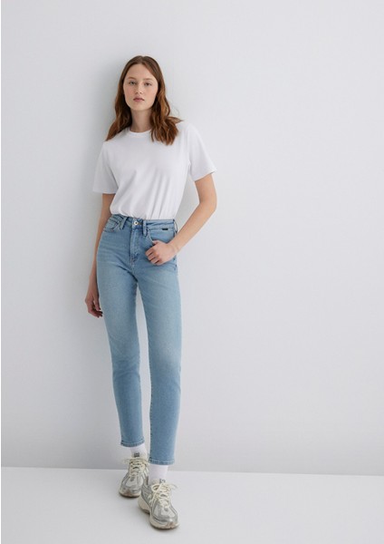 Star Gold Shape Puslu Buz Mavi Jean Pantolon 101077-89180