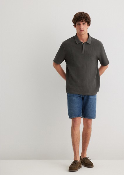 Lucas Street Gölgeli Koyu Mavi Jean Şort 0412607-89929