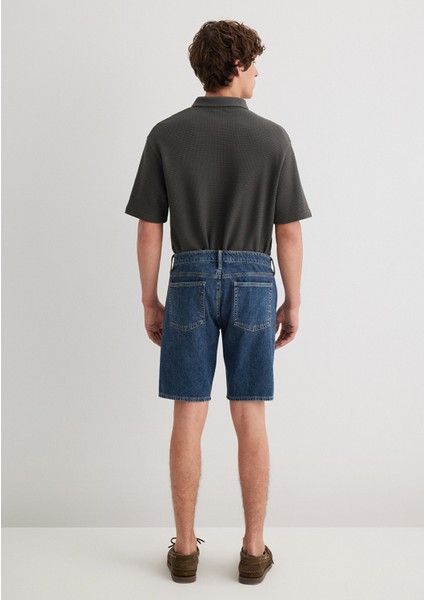 Lucas Street Gölgeli Koyu Mavi Jean Şort 0412607-89929