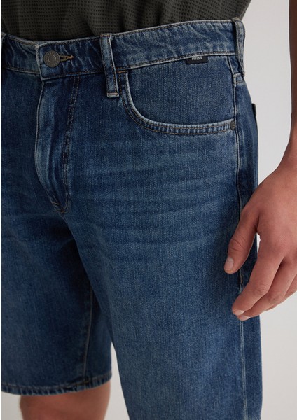 Lucas Street Gölgeli Koyu Mavi Jean Şort 0412607-89929