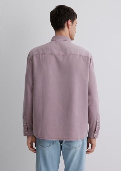 Keten Karışımlı Pembe Tencel TM Liyosel Gömlek 0211482-89596