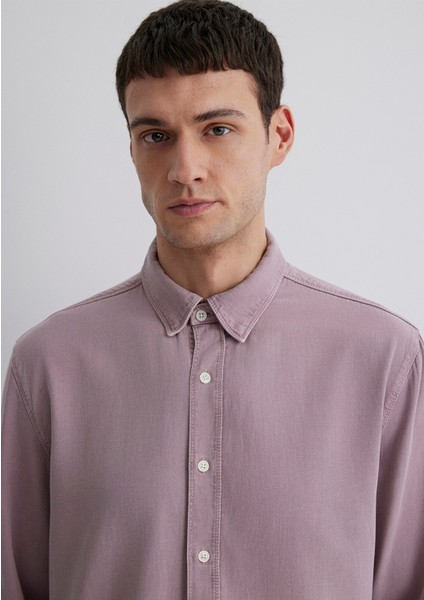 Keten Karışımlı Pembe Tencel TM Liyosel Gömlek 0211482-89596