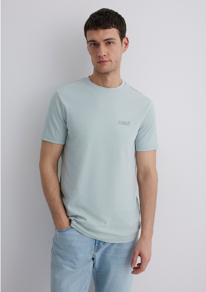 Mavi Logo Baskılı Yeşil İnterlok Tişört 0610360-70148