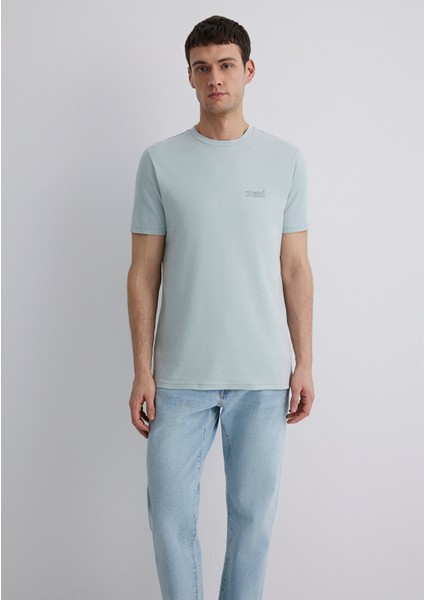 Mavi Logo Baskılı Yeşil İnterlok Tişört 0610360-70148