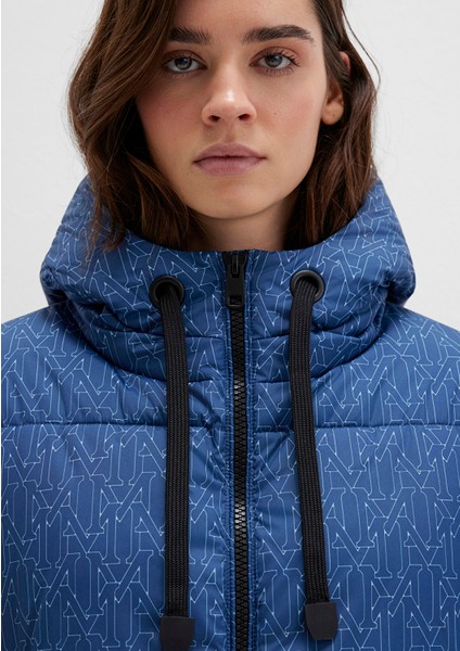 Su İtici Baskılı Lacivert Şişme Mont 1110706-90368