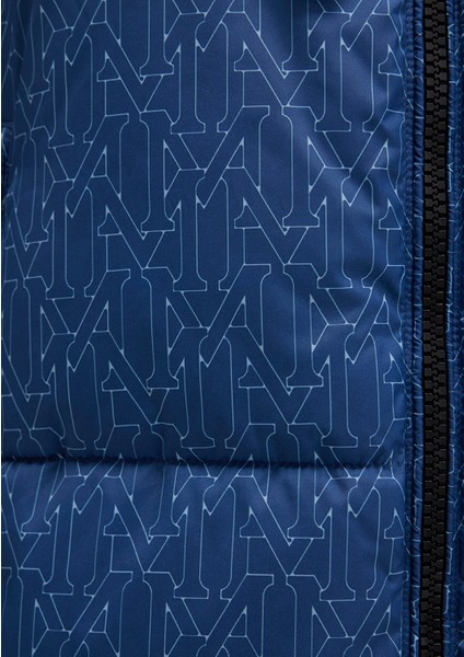 Su İtici Baskılı Lacivert Şişme Mont 1110706-90368