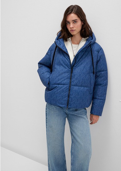 Su İtici Baskılı Lacivert Şişme Mont 1110706-90368