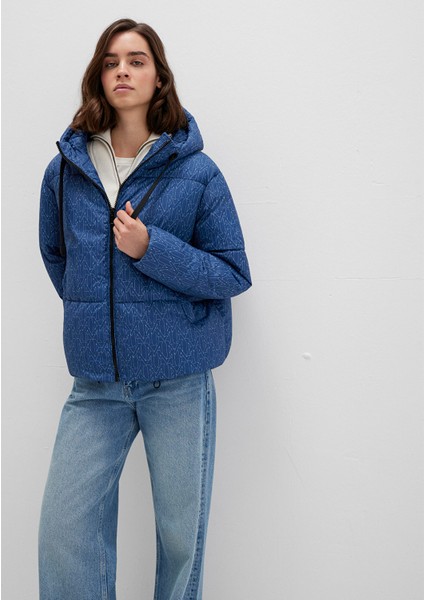 Su İtici Baskılı Lacivert Şişme Mont 1110706-90368