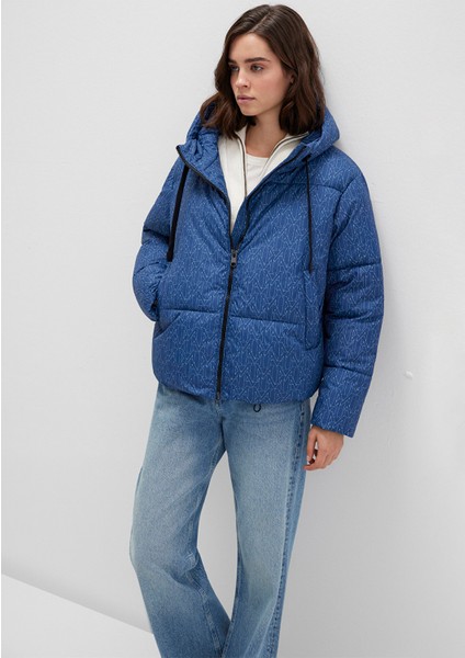 Su İtici Baskılı Lacivert Şişme Mont 1110706-90368