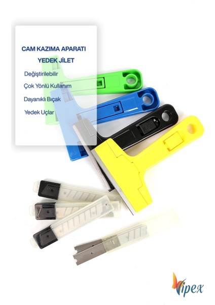 Cam-Yer Kazıma Yedek Jilet 10 Adet (1 Kutu)