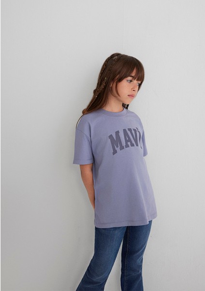 Mavi Logo Baskılı Mor Tişört 7610385-88095