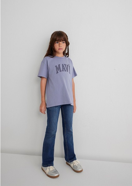 Mavi Logo Baskılı Mor Tişört 7610385-88095