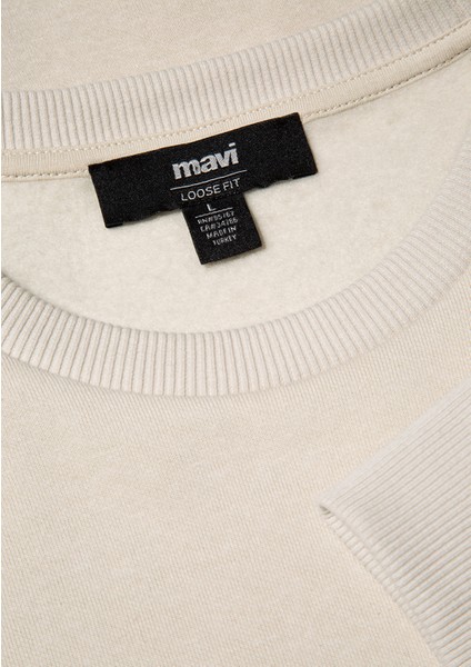 Bisiklet Yaka Bej Basic Sweatshirt 0S10276-70322
