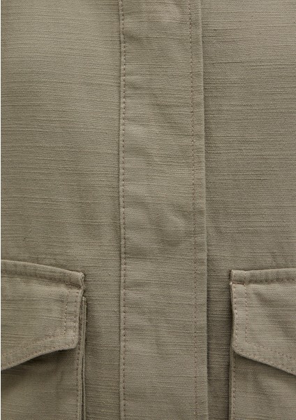 Kapüşonlu Haki Ceket 1110625-71818