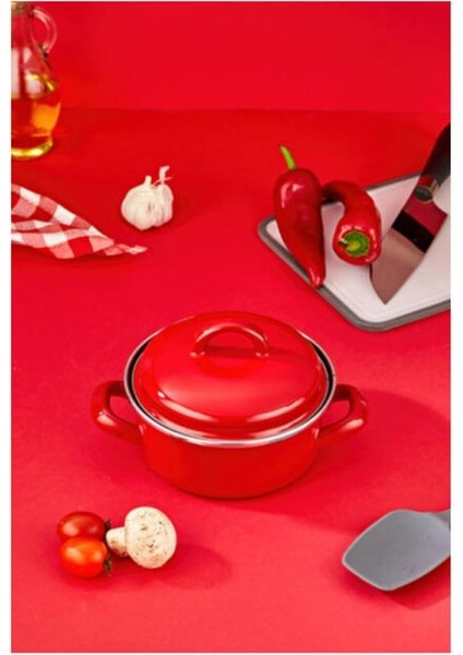 Lüks Mini Emaye Tencere 12 cm Çapında 1.2 Lt Hacim