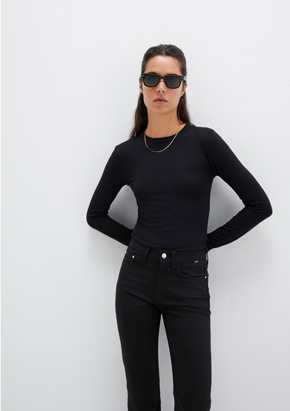 Uzun Kollu Siyah Basic Tişört 1612817-900