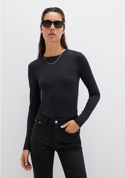 Uzun Kollu Siyah Basic Tişört 1612817-900