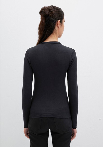 Uzun Kollu Siyah Basic Tişört 1612817-900