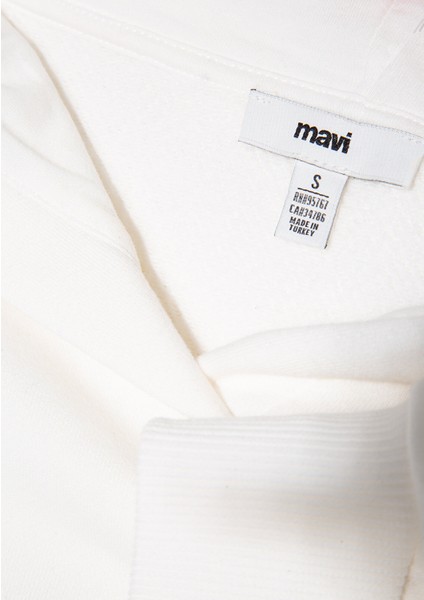 Mavi Logo Baskılı Kapüşonlu Beyaz Sweatshirt 1S10420-80194