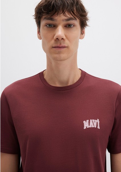 Mavi Logo Baskılı Bordo Tişört 0611714-70396