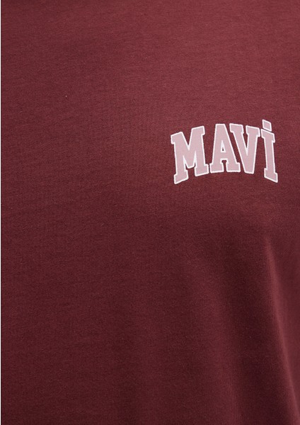 Mavi Logo Baskılı Bordo Tişört 0611714-70396