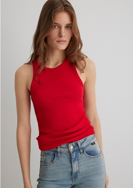 Halter Yaka Kırmızı Basic Atlet 1612462-70467