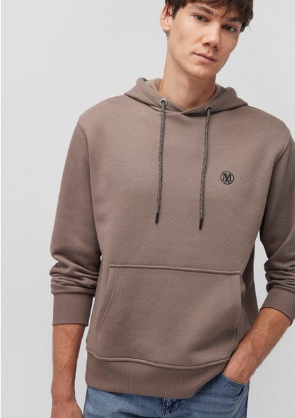 Mavi Logo Nakışlı Kapüşonlu Kahverengi Sweatshirt 065809-87875