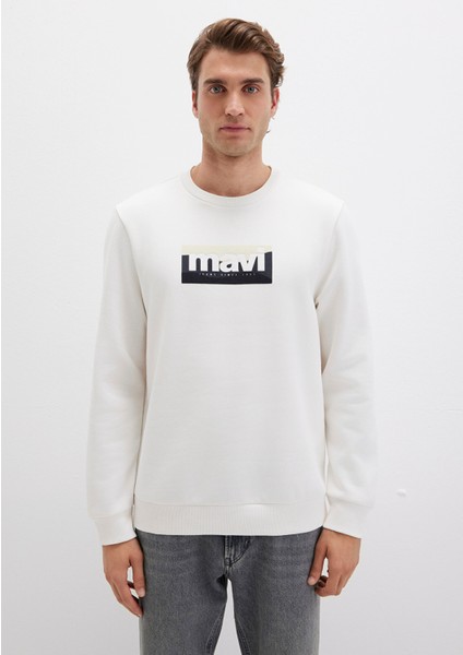 Mavi Logo Baskılı Ekru Sweatshirt 0S10203-70057