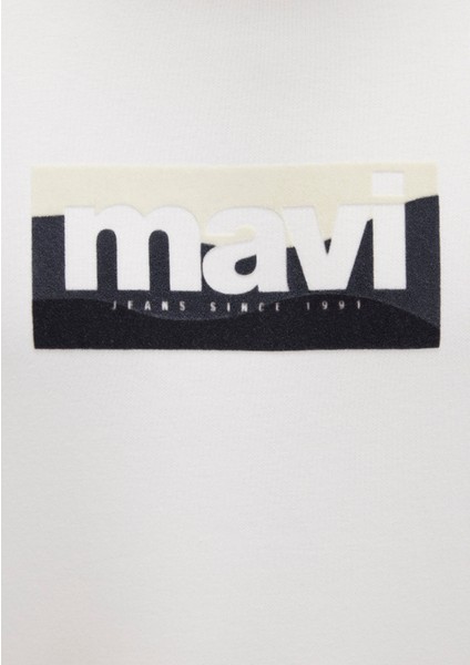 Mavi Logo Baskılı Ekru Sweatshirt 0S10203-70057