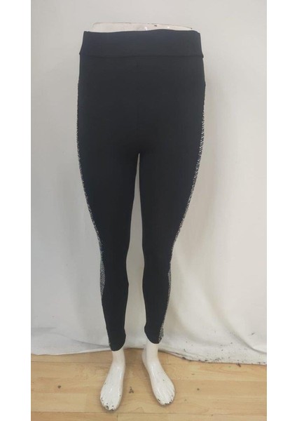 Kadın Yüksek Bel Yarı Şerit Pul Payetli Dalgıç Tayt