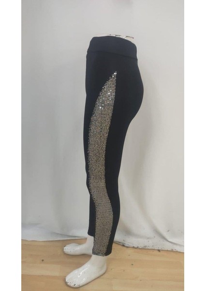 Kadın Yüksek Bel Yarı Şerit Pul Payetli Dalgıç Tayt