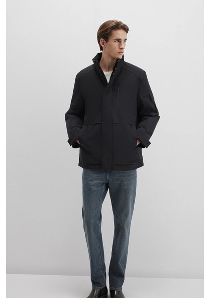 Loose Fit Dik Yaka Fermuarlı Mont Erkek Mont 0110540 fiyatları