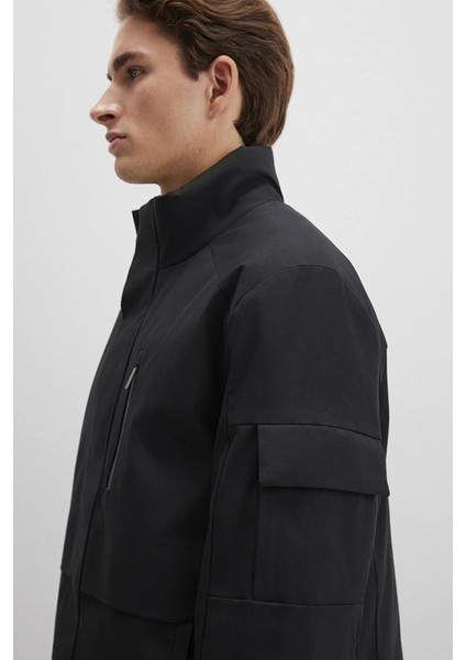 Loose Fit Dik Yaka Fermuarlı Mont Erkek Mont 0110540 fırsatları