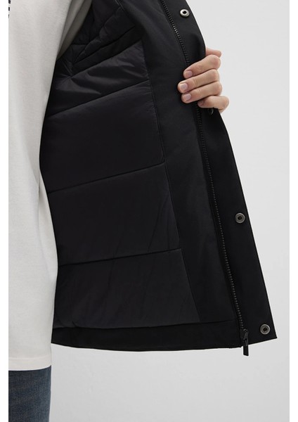 Loose Fit Dik Yaka Fermuarlı Mont Erkek Mont 0110540