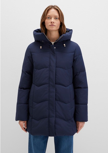 Su İtici Kapüşonlu Lacivert Şişme Mont 1110439-83699