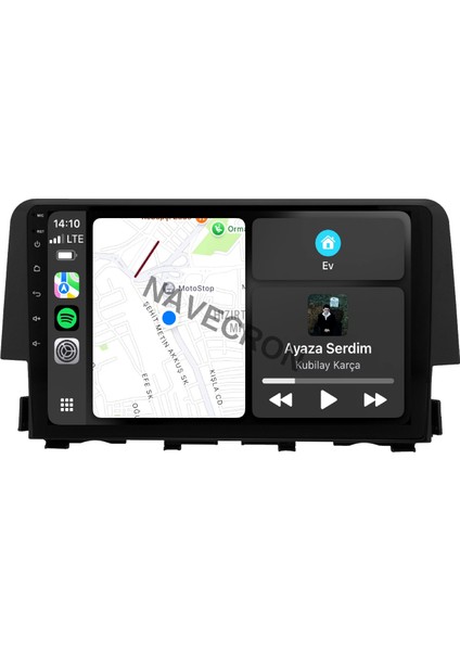 Honda Cıvıc Fc5 2016-21 9" Uyumlu Android Multimedia Gerçek 4/64 Kablosuz Carplay Geri Görüş Kameralı