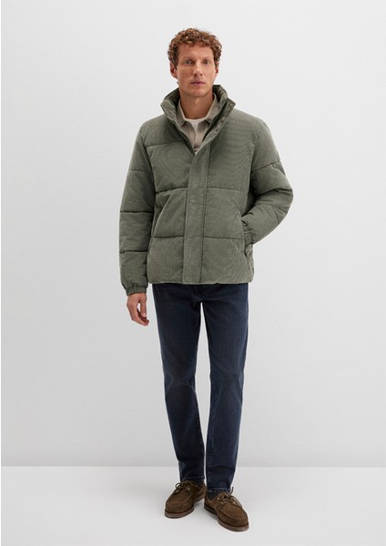 Dik Yaka Yeşil Kadife Ceket 0110476-85485