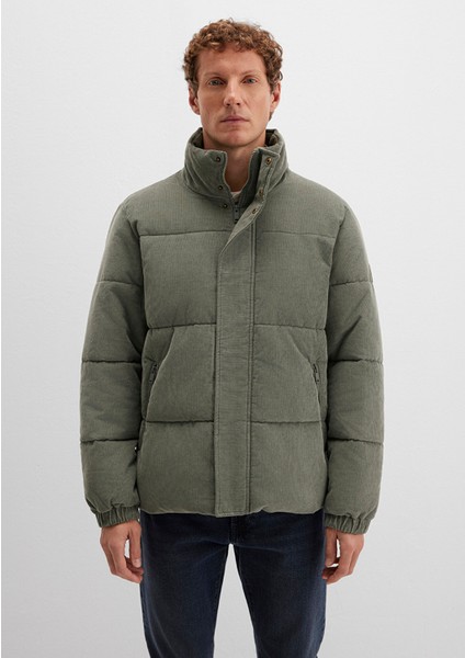 Dik Yaka Yeşil Kadife Ceket 0110476-85485