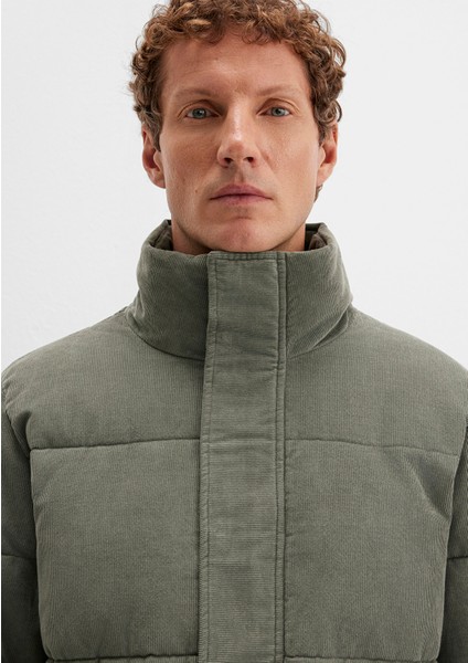 Dik Yaka Yeşil Kadife Ceket 0110476-85485